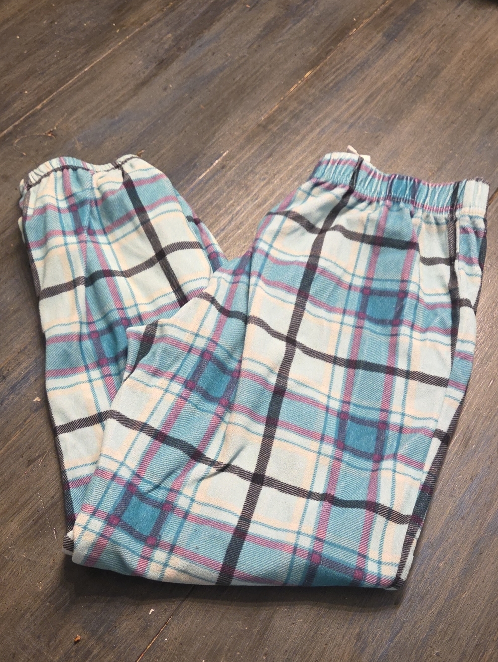 Justice Teal Plaid Sleep Joggers with Pink Accents